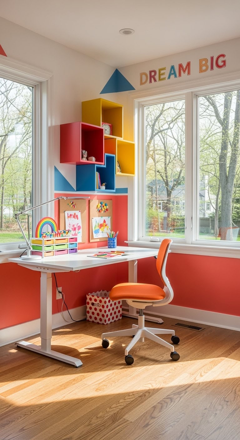 colorful adjustable homework corner