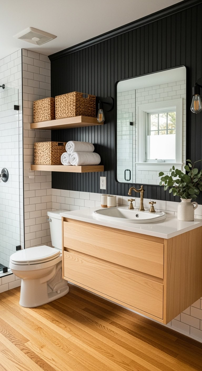 farmhouse chic bathroom beadboard sophistication