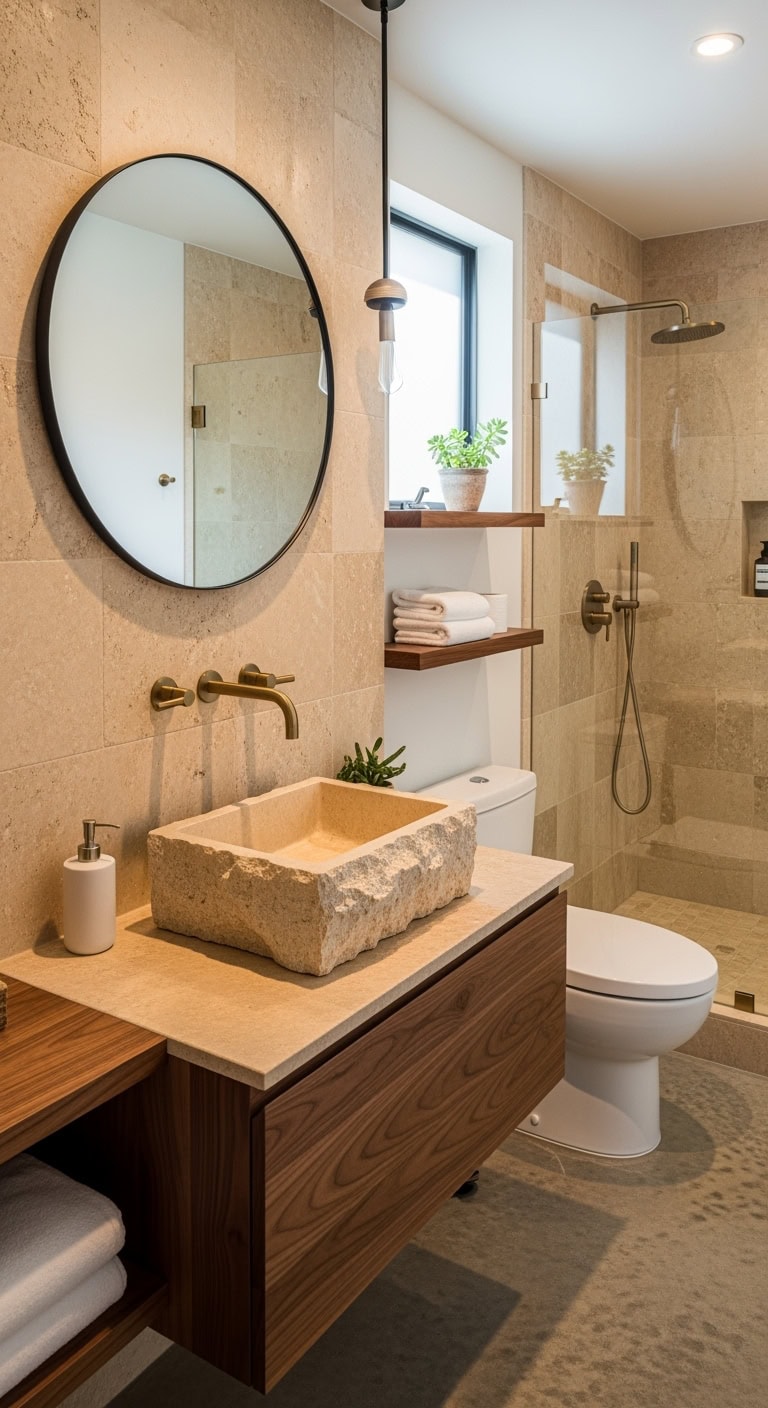 rustic minimalist earthy bathroom retreat