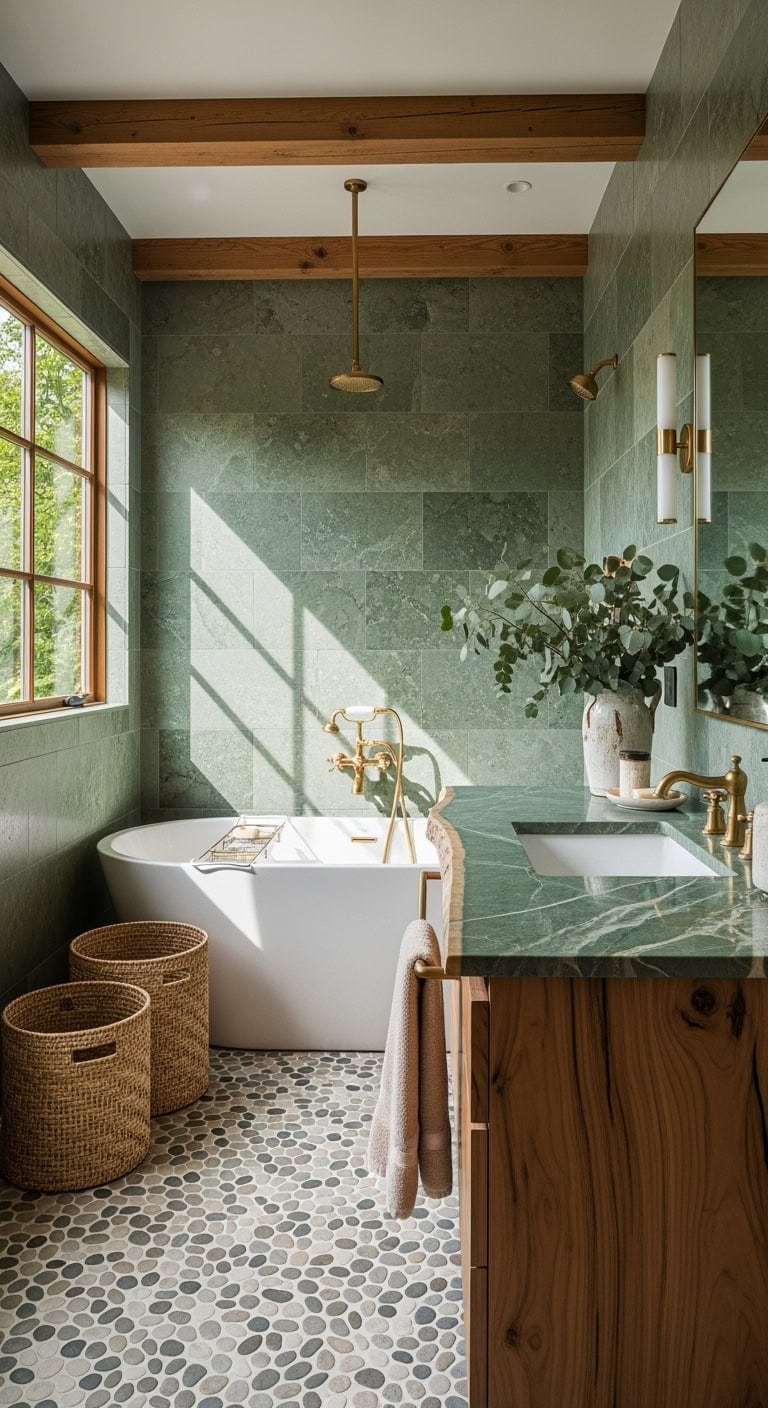 moss green natural wood spa