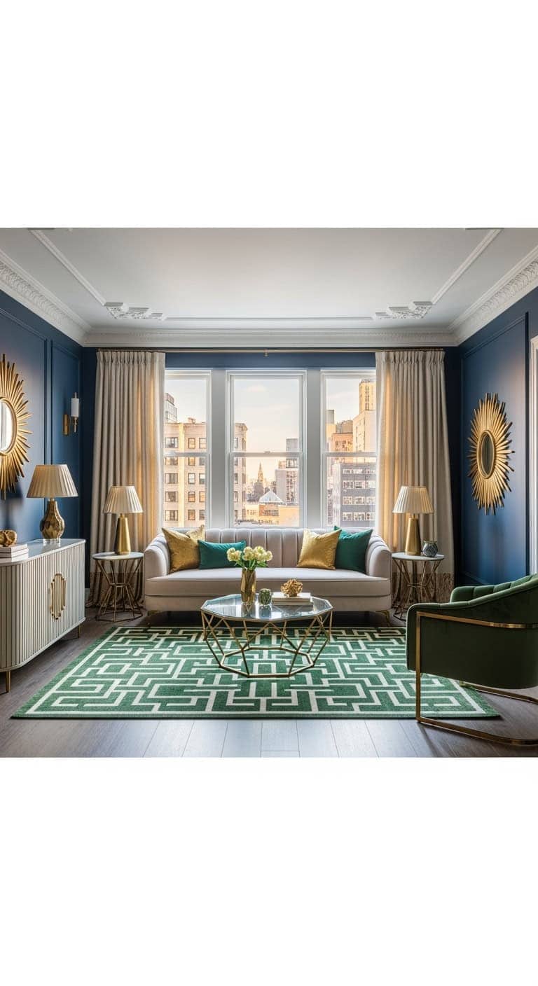 emerald art deco livingroom