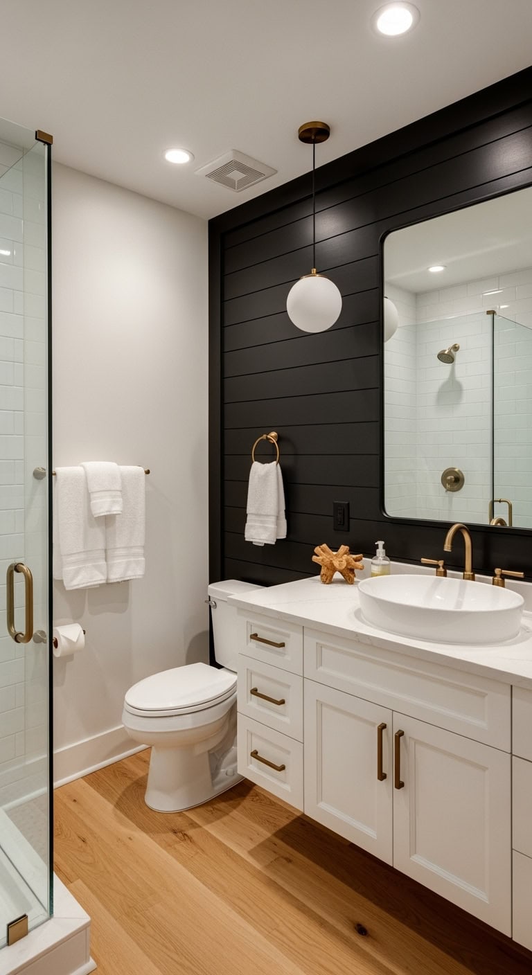 moody cozy edgy bathroom retreat