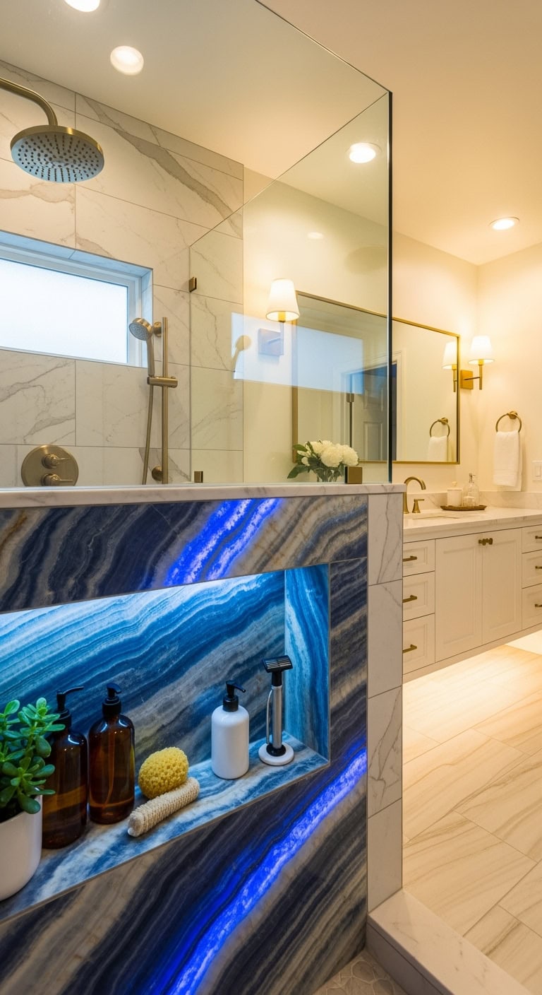 translucent blue onyx shower centerpiece