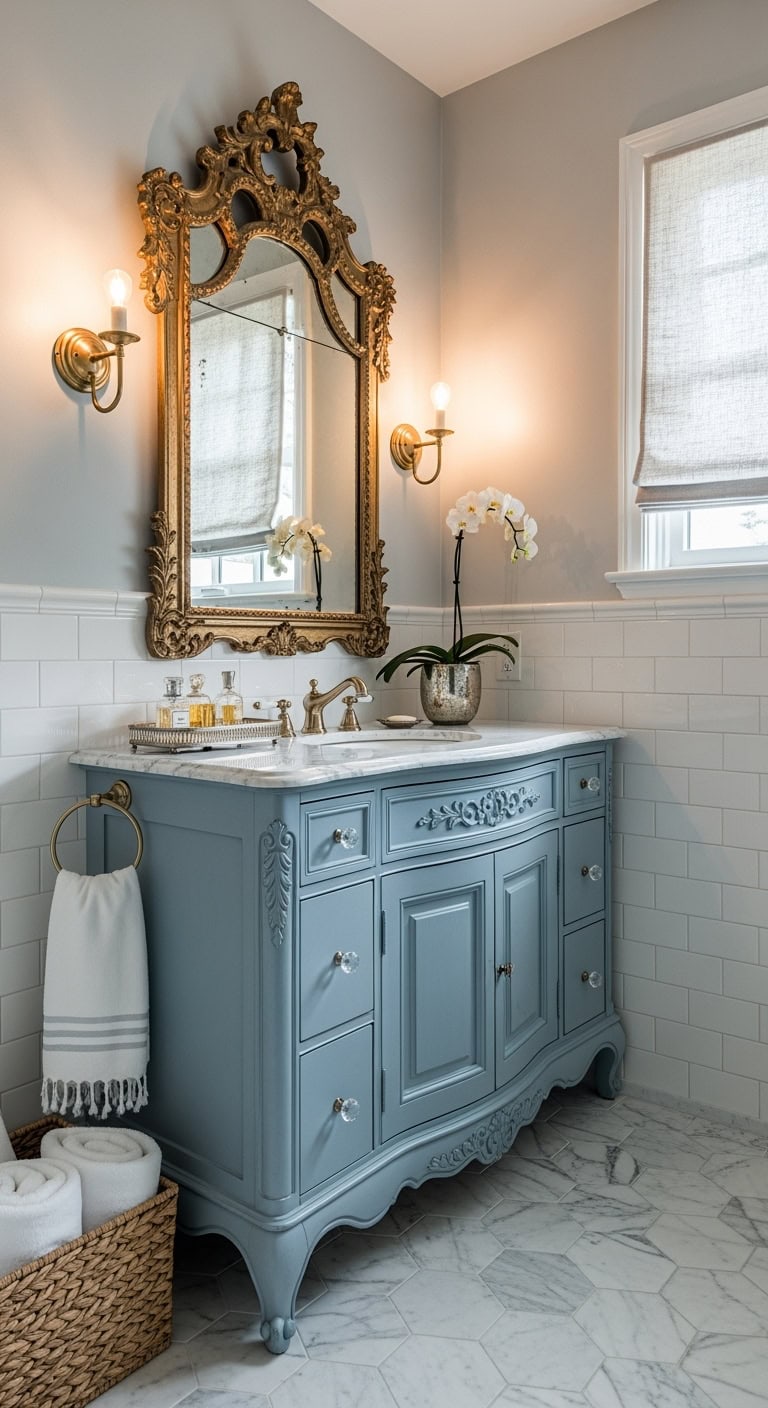 parisian vintage elegant bathroom pairing