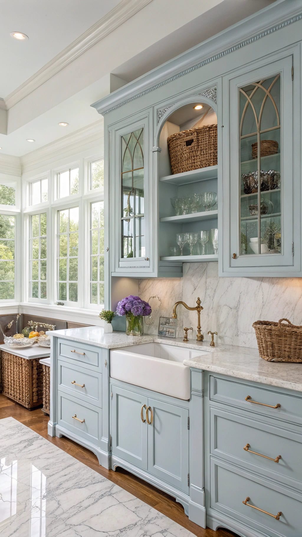 ch teau chic pale blue cabinetry
