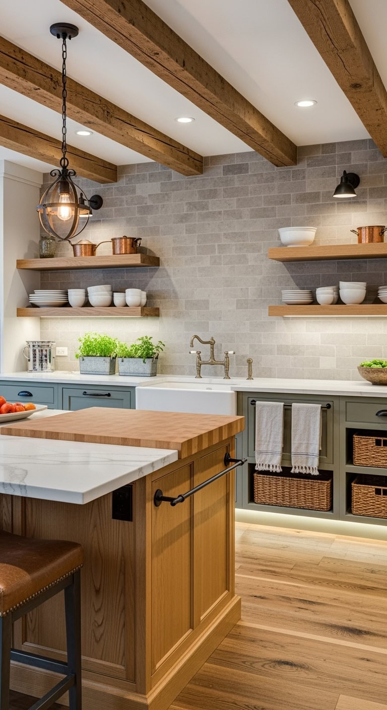 rustic elegance with white countertops