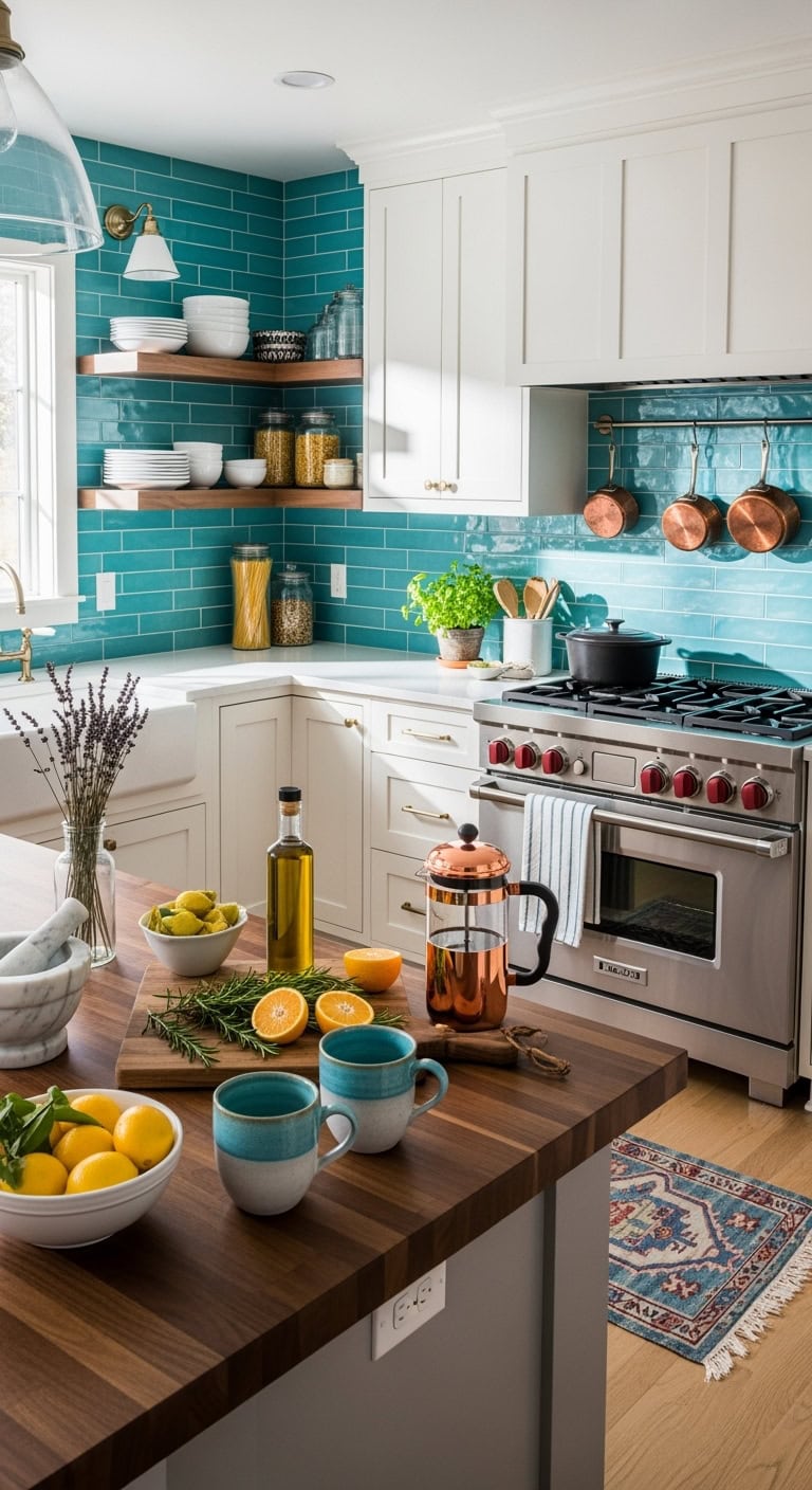 turquoise backsplash tile options shine