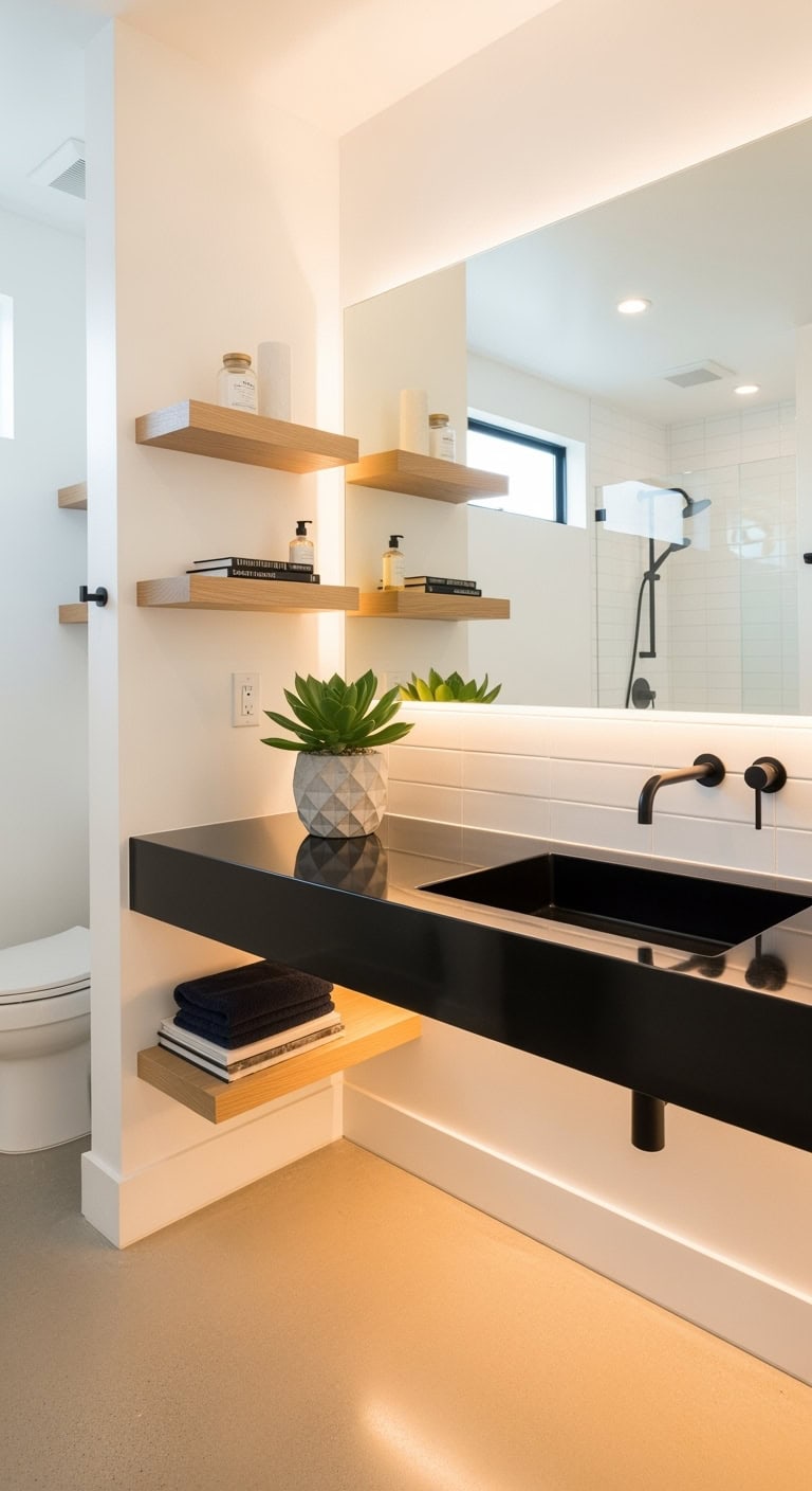sleek glossy minimalist bathroom vanity