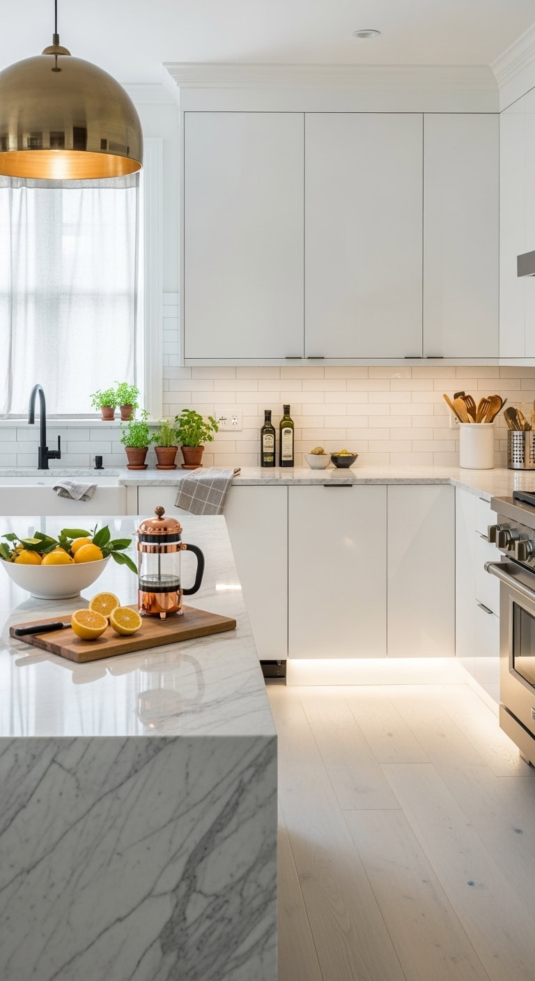 invisible seamless monochromatic futuristic kitchen hardware