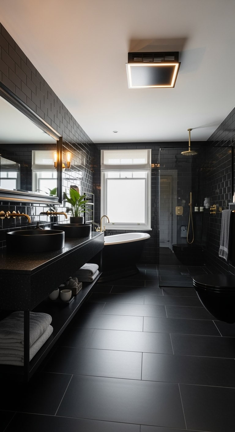 sleek quiet black bathroom ventilation