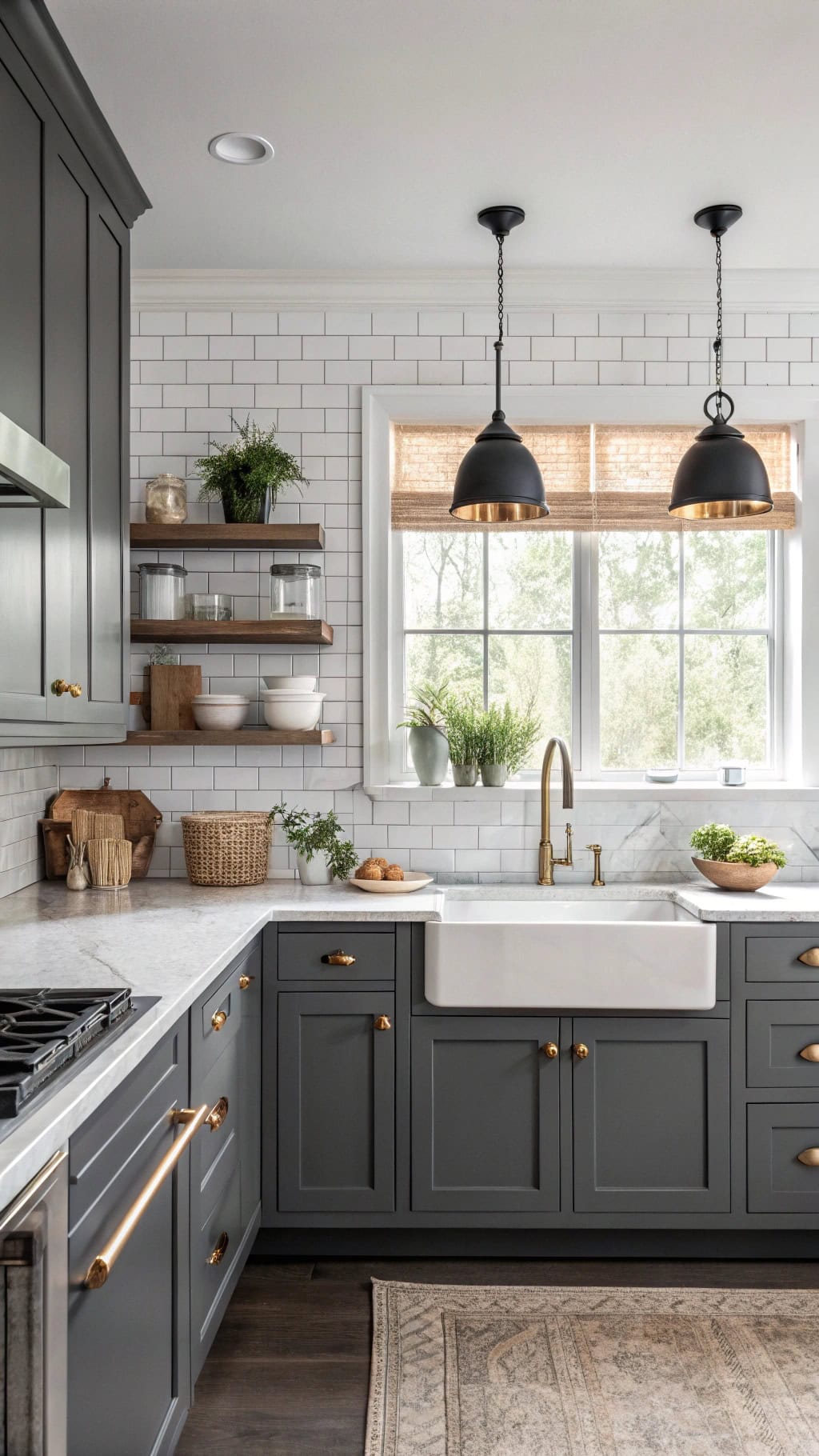 two tone gray cabinet design