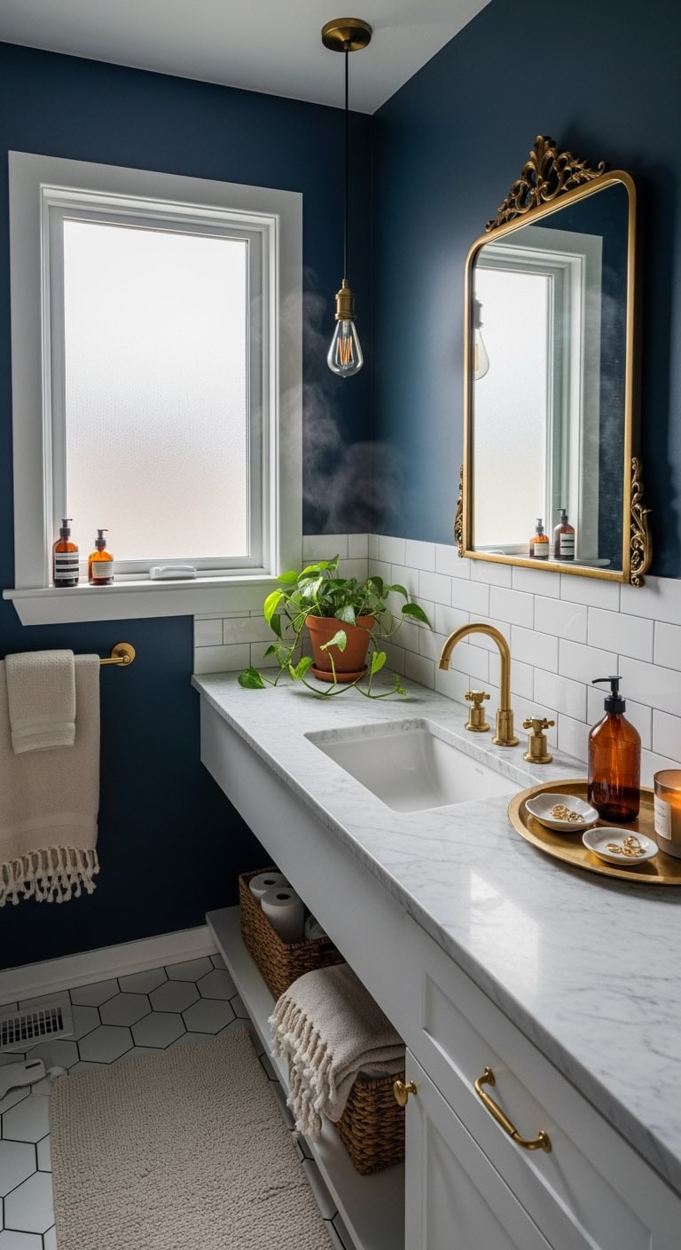 luxurious navy and brass oasis