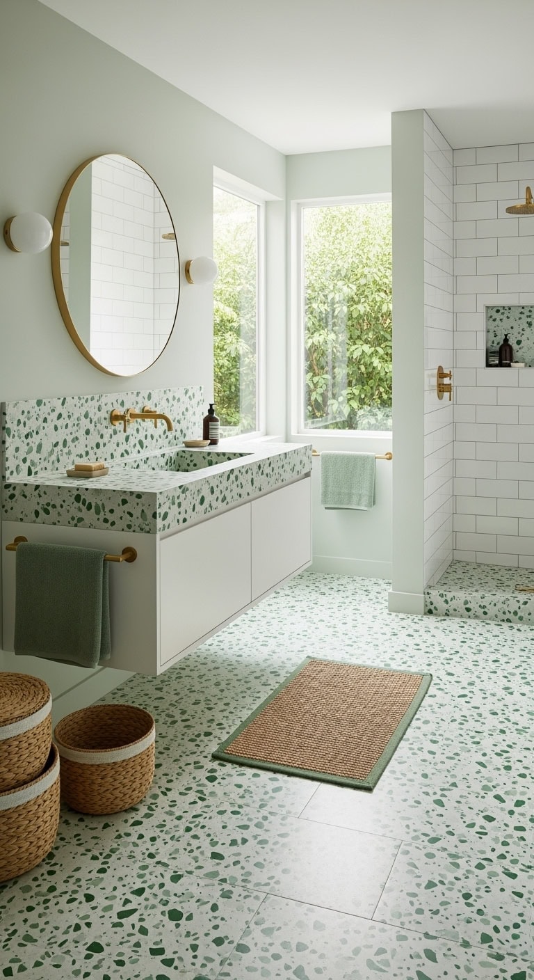 pistachio terrazzo bathroom ensemble