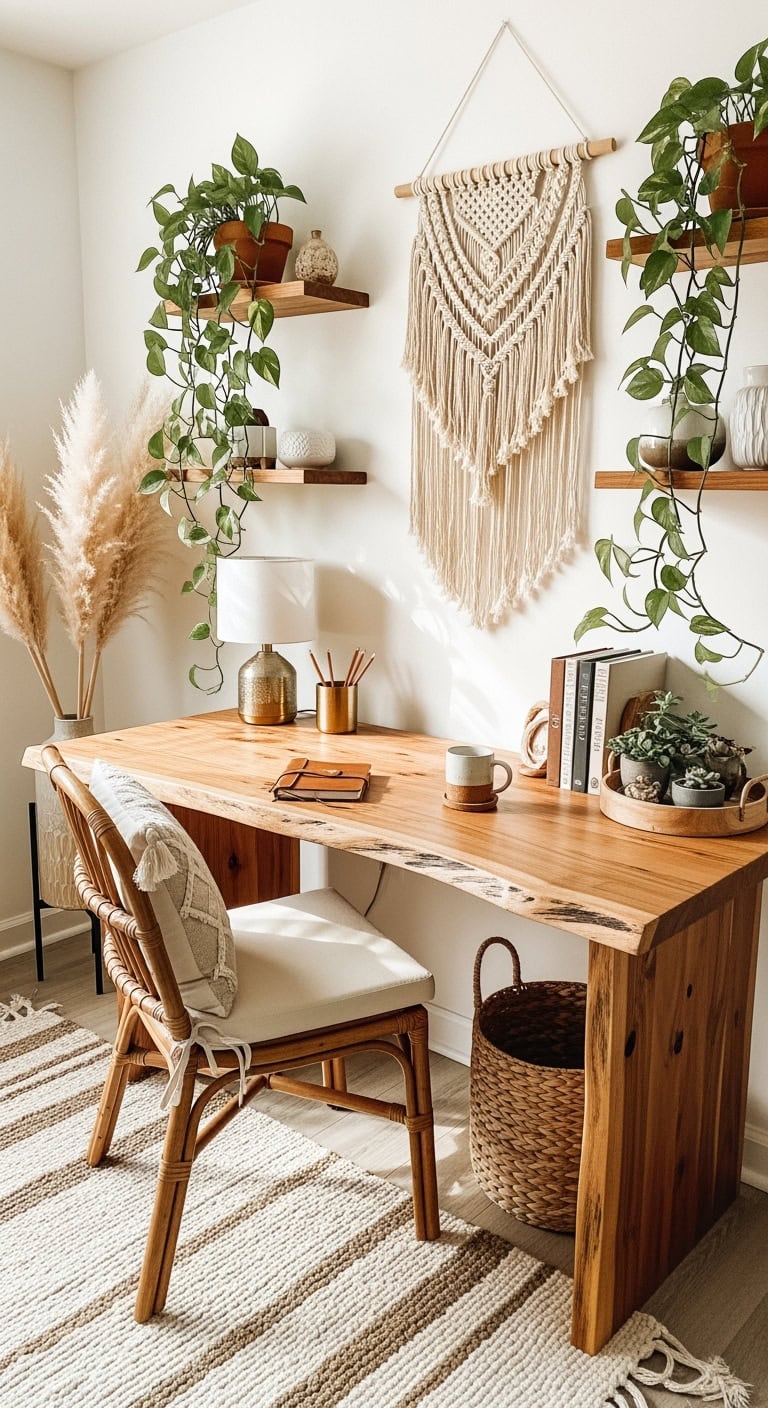 warm earthy bohemian inspiring workspace
