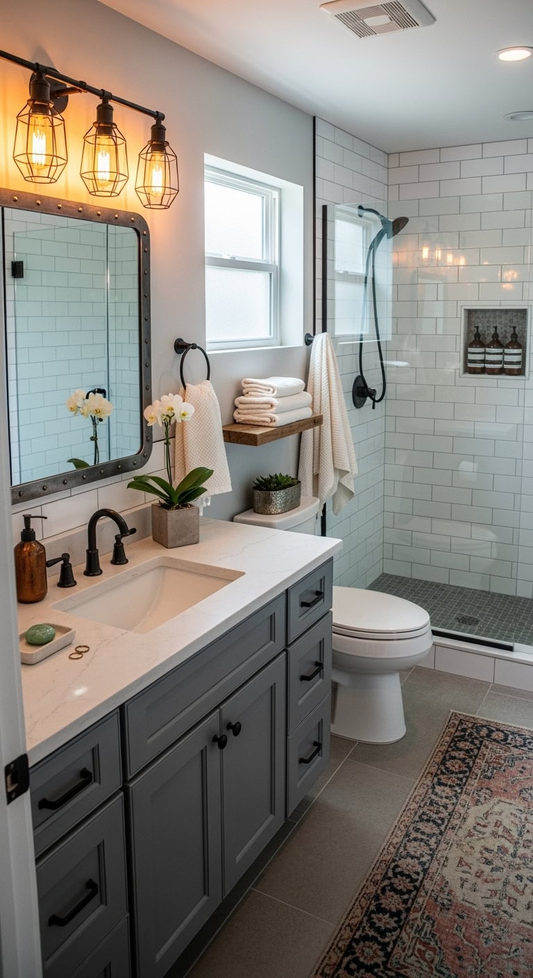 edgy elegant urban loft bathroom transformation