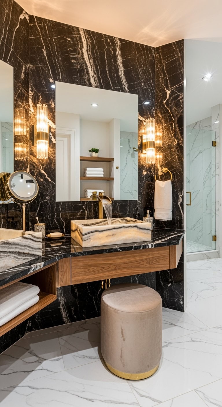luxurious dramatic unique statement making bathroom