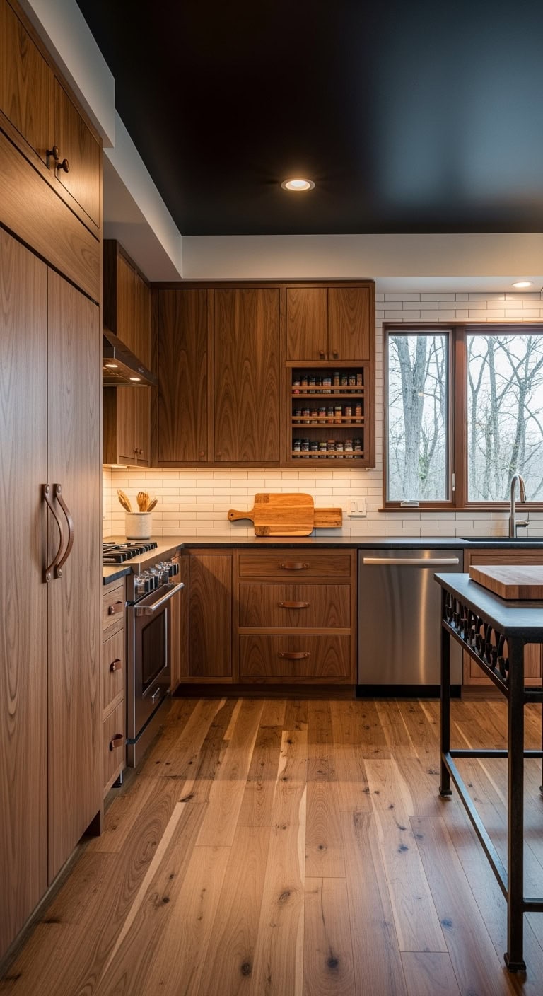 walnut paneled integrated appliance elegance