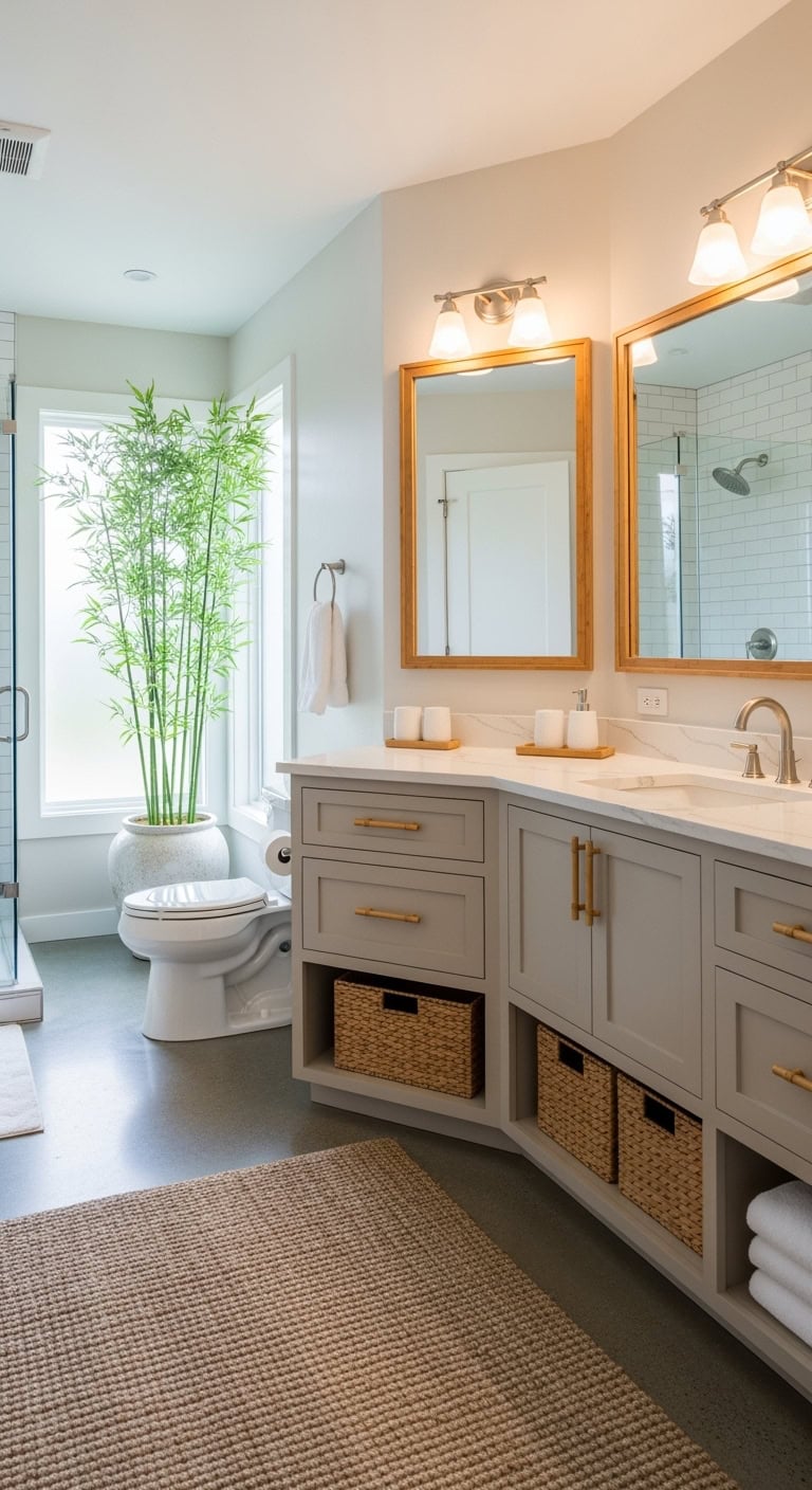 beige bamboo vanity spa vibes