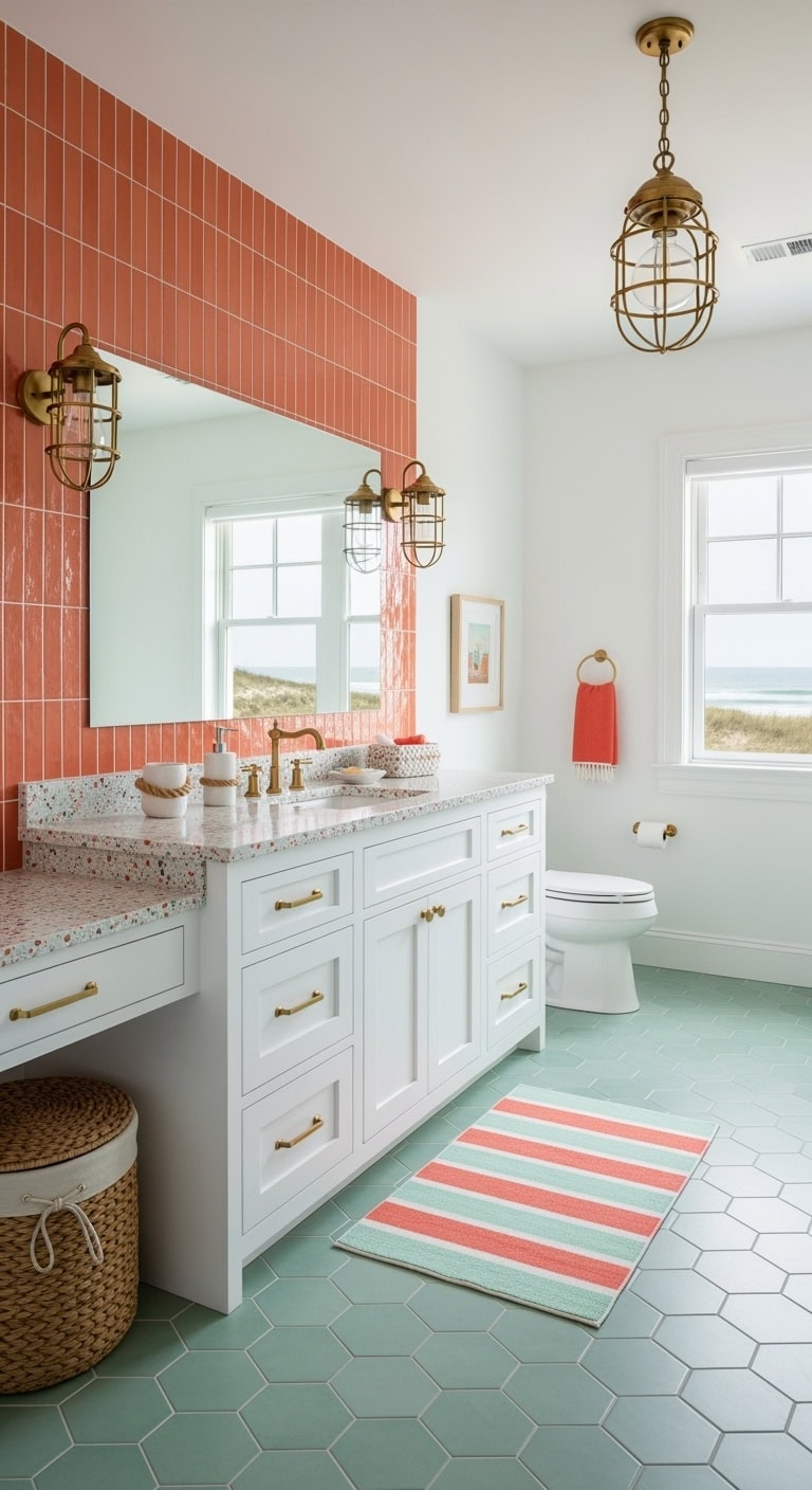 sunset orange seafoam coastalbath