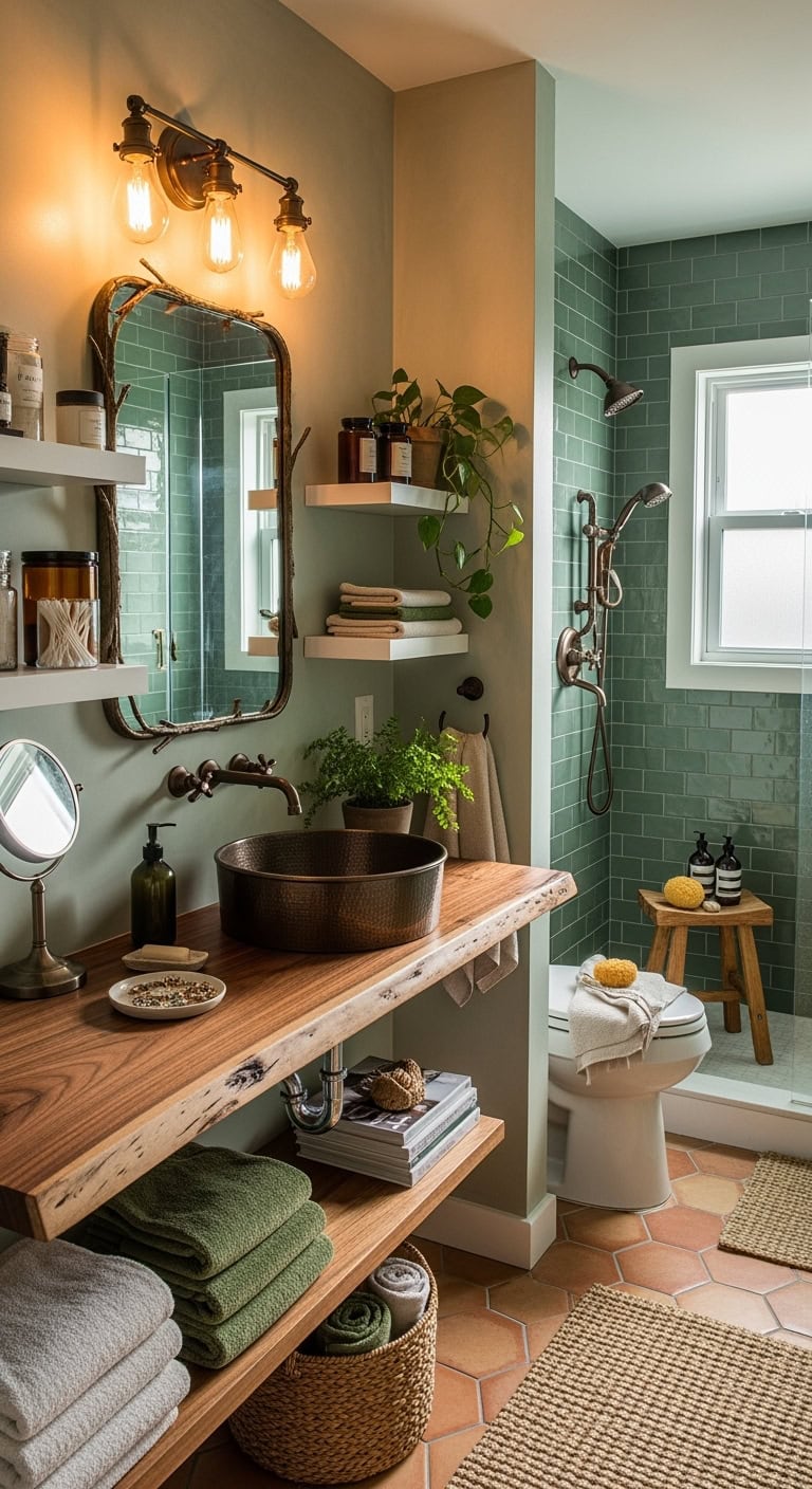 nature inspired cozy bathroom lighting
