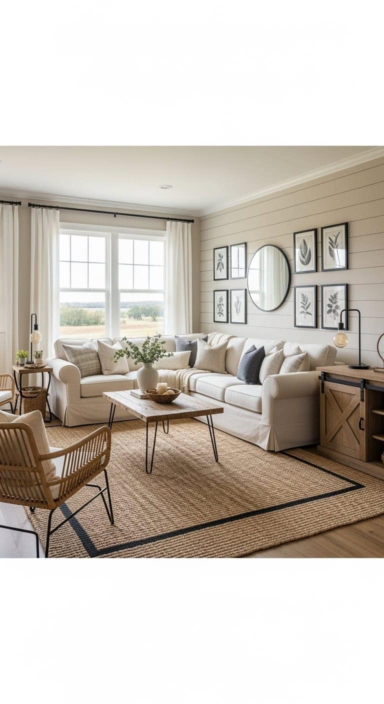 beige shiplap with blackfixtures