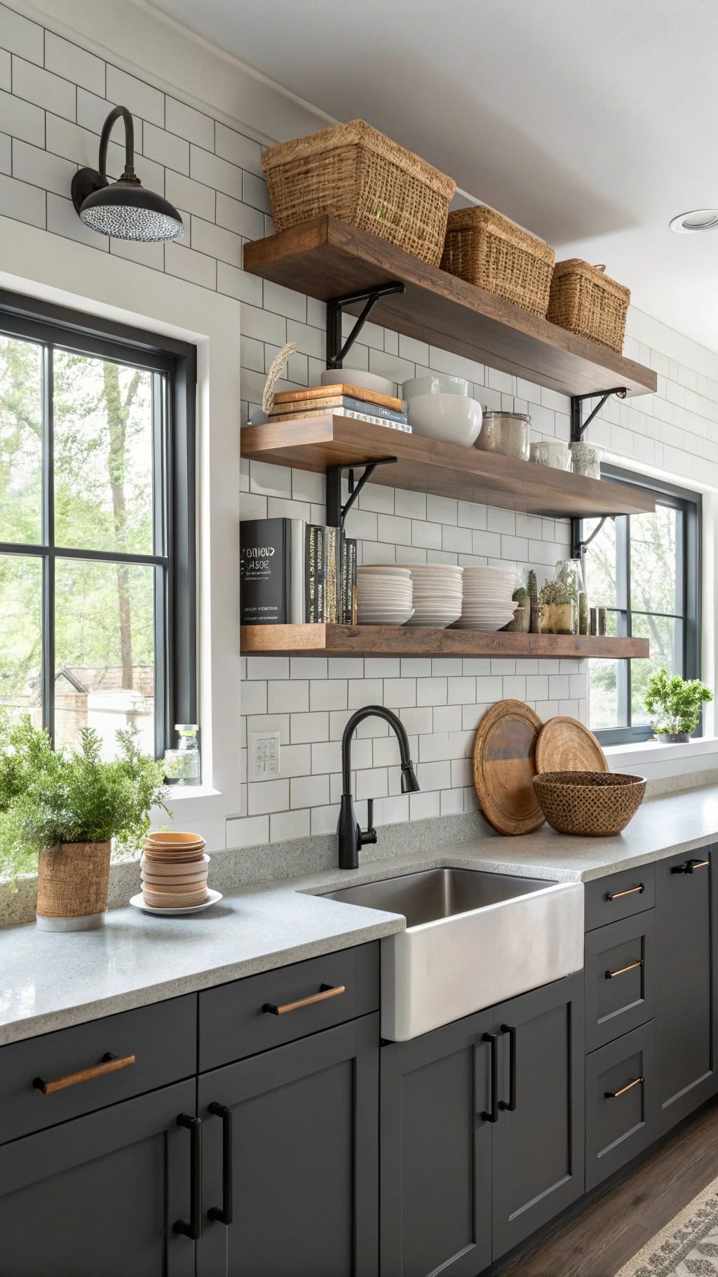open shelving kitchen integration