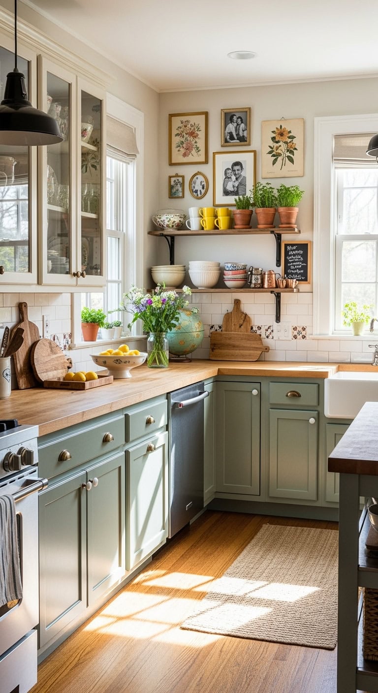 eclectic pistachio kitchen design