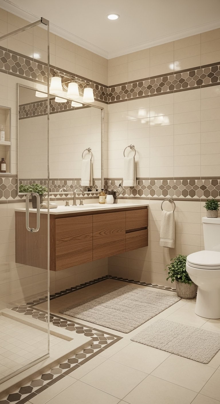 stylish geometric tile border trim