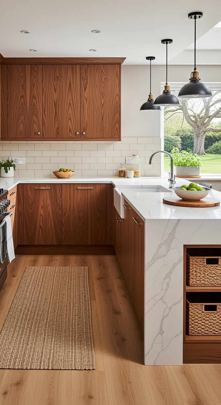 l shaped walnut breakfast peninsula