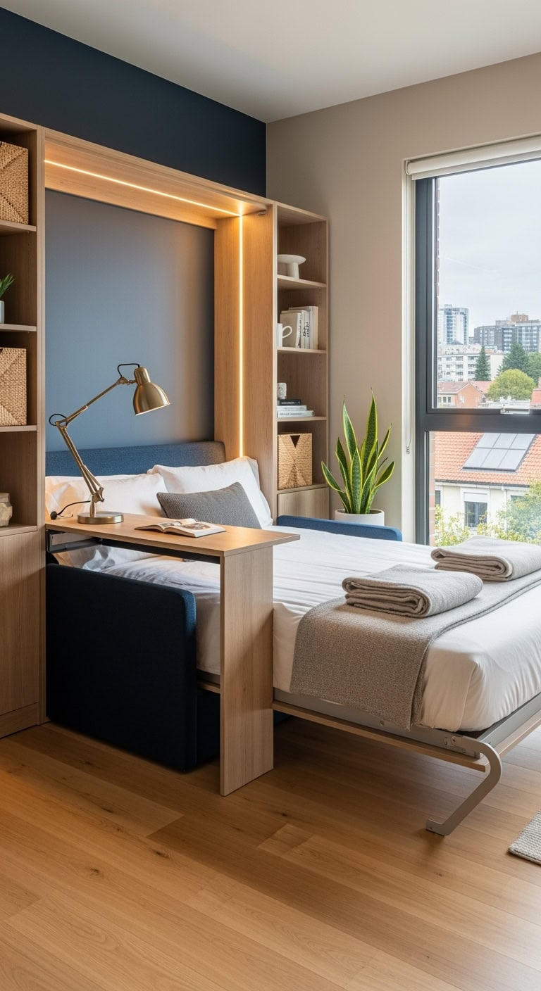 fold down bed with desk