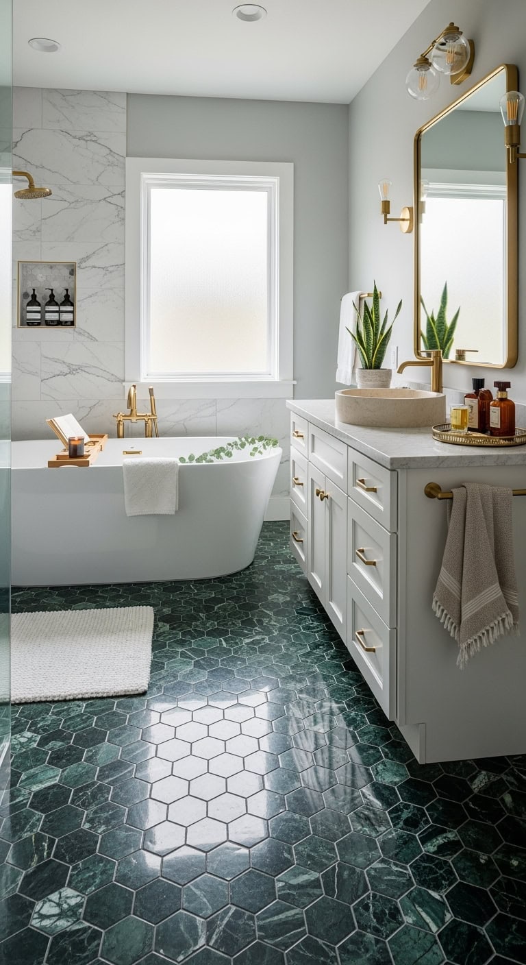 luxurious emerald green marble mosaic