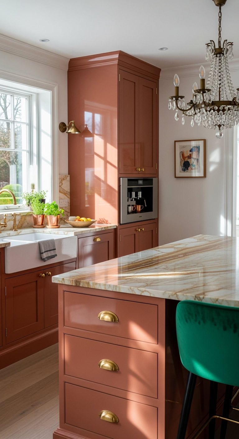 luxurious earthy opulent terracotta kitchen cabinets