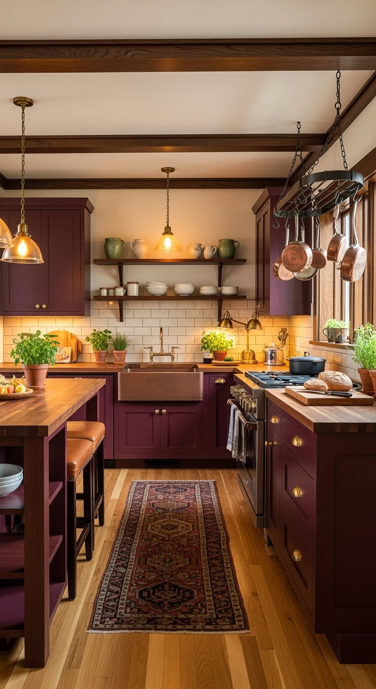 craftsman burgundy kitchen elegance