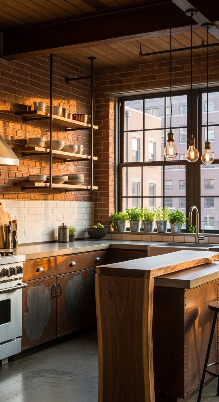 industrial rust kitchen design