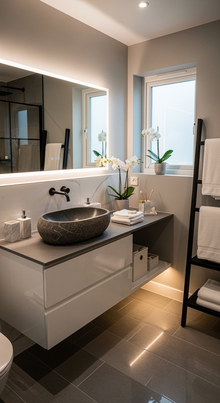 elegant sophisticated natural monochrome bathroom