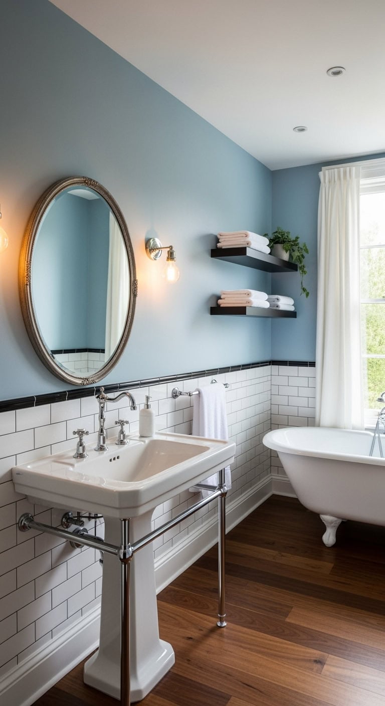 vintage chic with blue accents