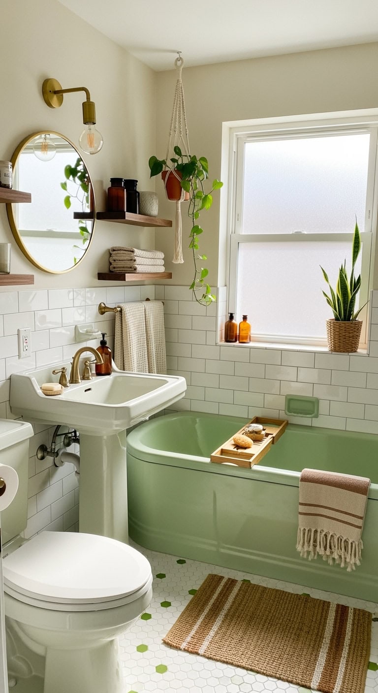 retro modern avocado bathroom blend