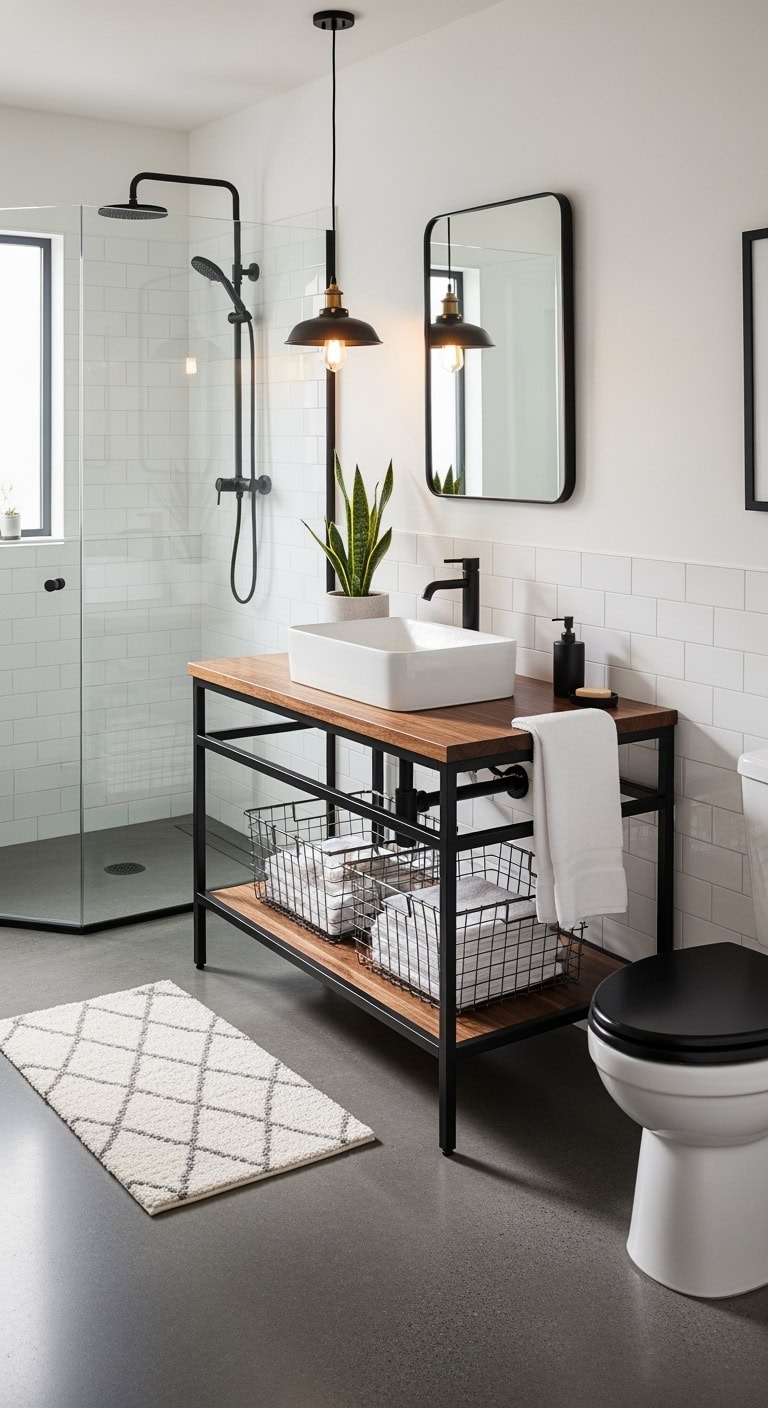 industrial chic bathroom vanity