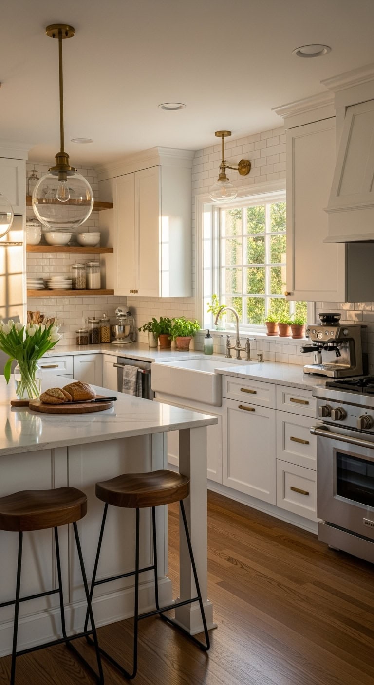 transitional white kitchen design