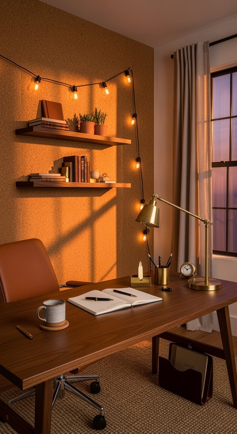 cozy sophisticated textural workspace