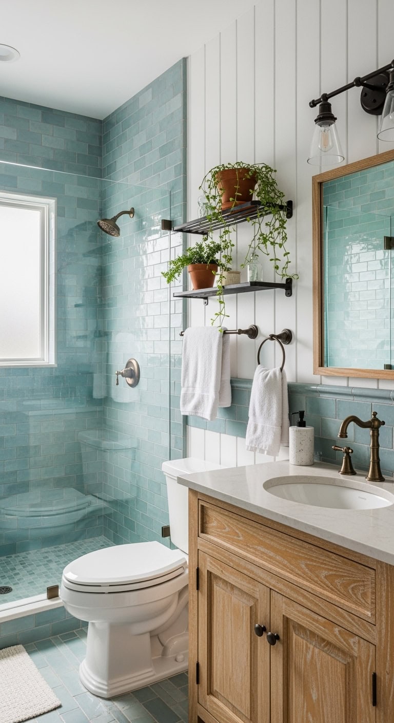 weathered coastal mediterranean bathroom luxury
