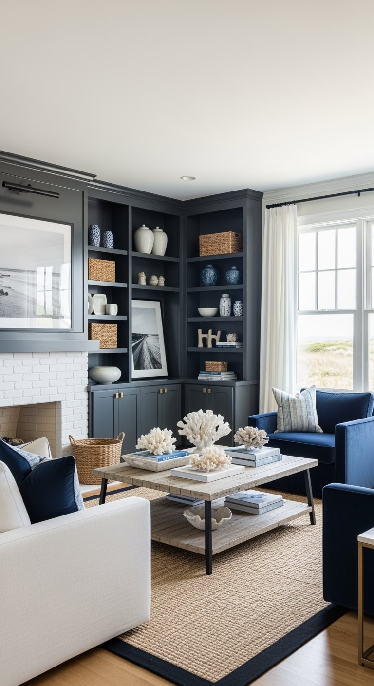 matte black coastal built ins