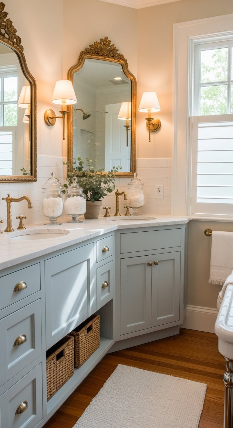 elegant powder blue french country vanity