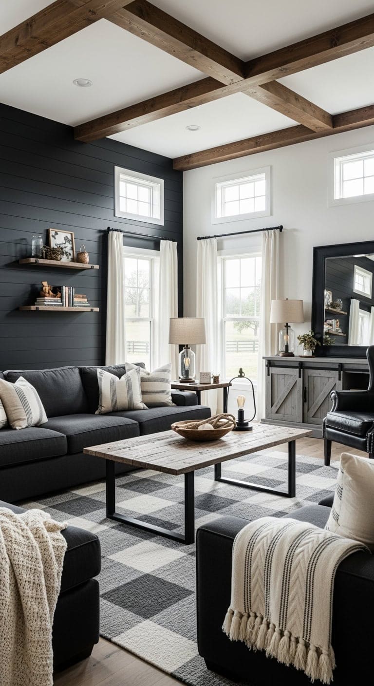 modern farmhouse shiplap with charcoal