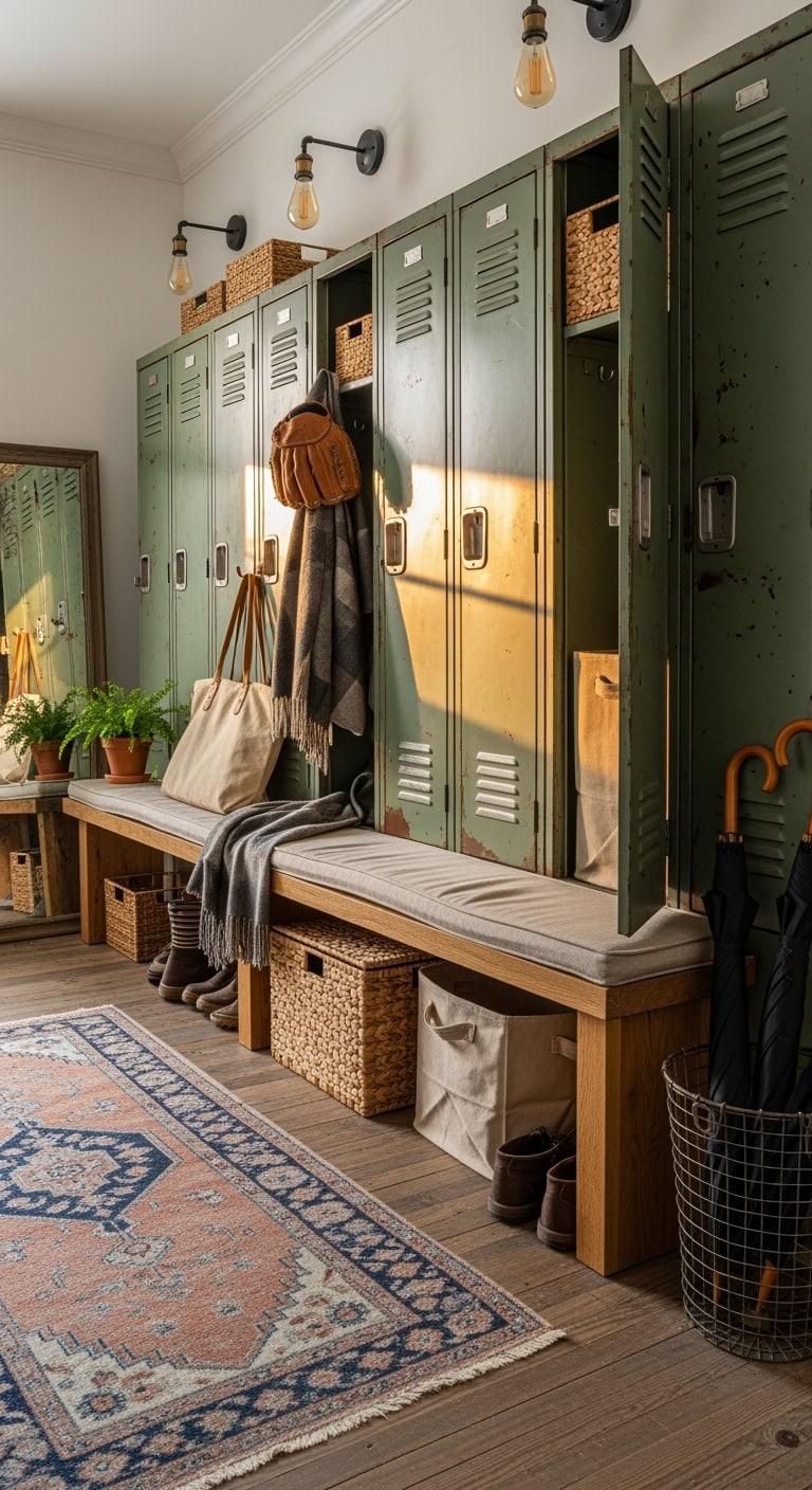 vintage industrial meets functional mudroom