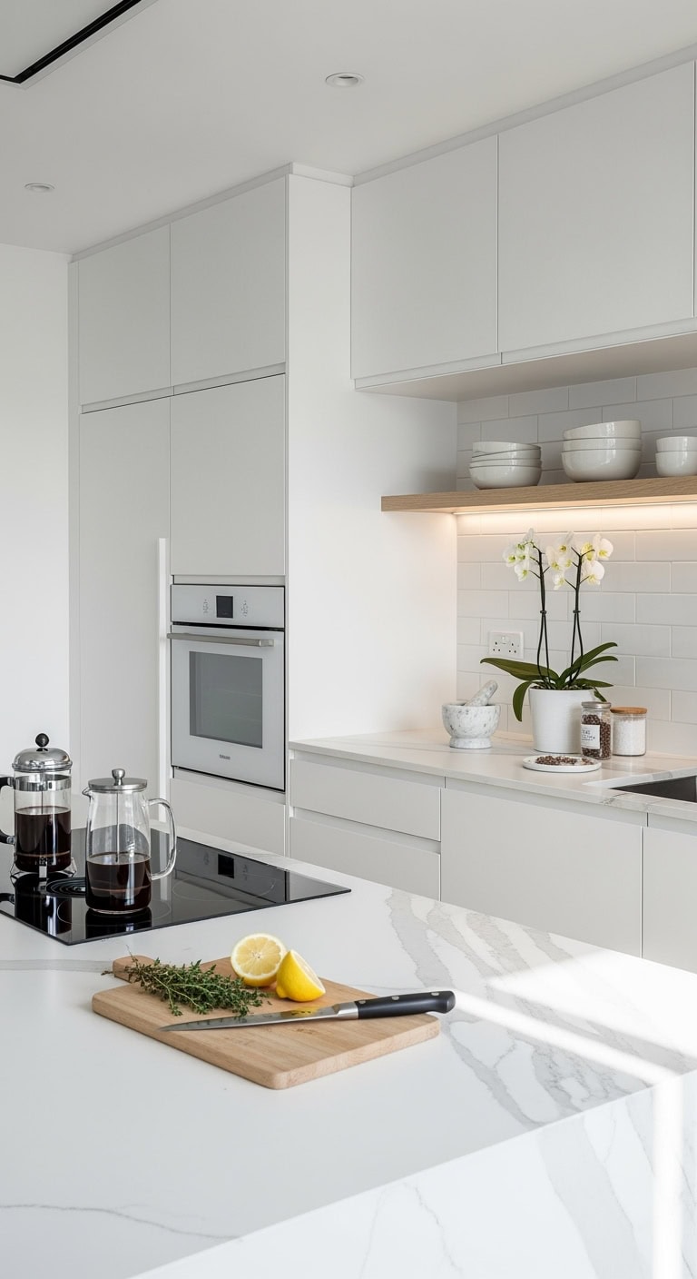 sleek minimalist hardware free texturally balanced