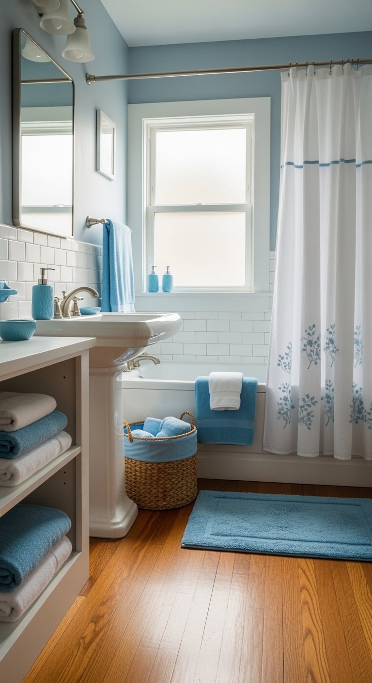 powder blue bathroom blissful serenity
