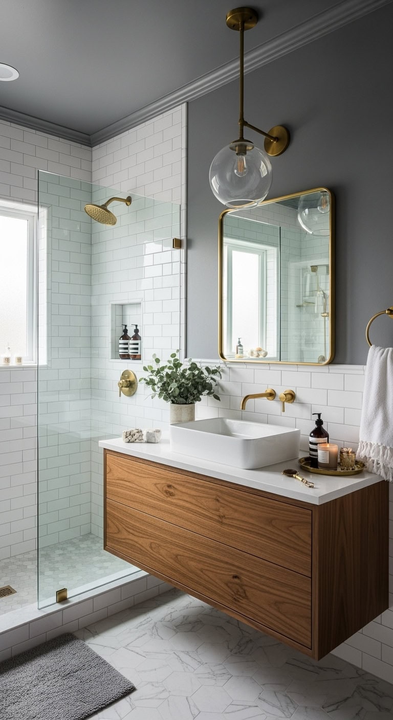cozy unexpected intentional chic bathroom design