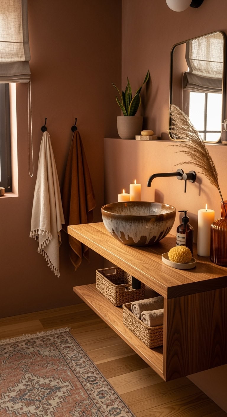 glossy sculptural designer mocha glazed ceramic sink