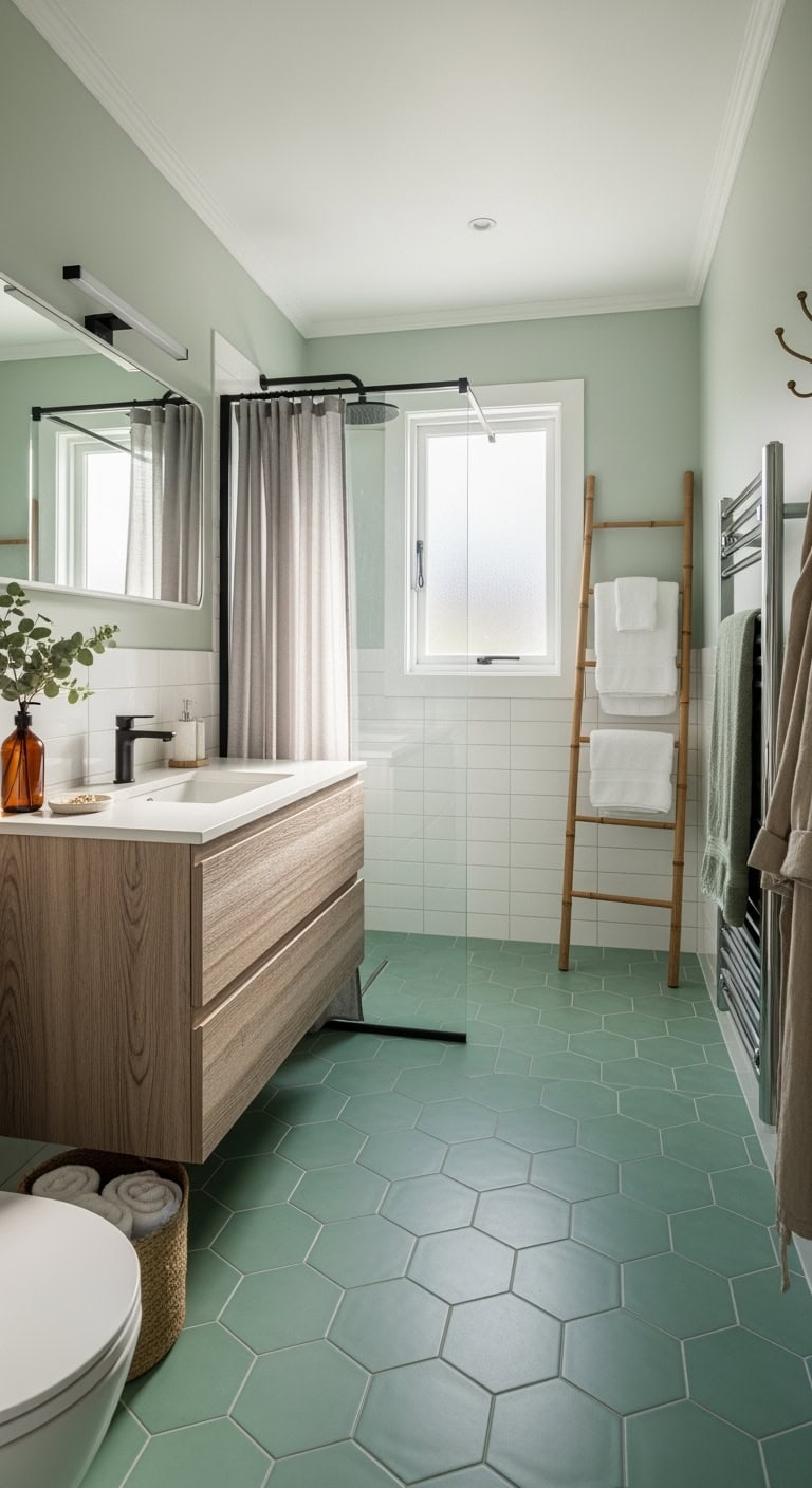 rejuvenating mint green hexagonal tiles